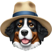 Bernese mountain dog wearing a hat sticker