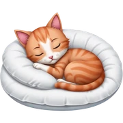 Tired kitten sleeping on a white pillow  sticker