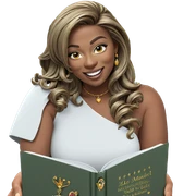 smiling girl with jewelry book sticker