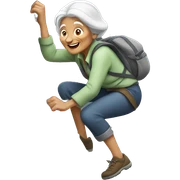 old woman climbing a rock sticker