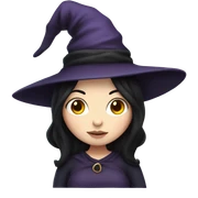 Pregnant witch with black hair and white skin sticker