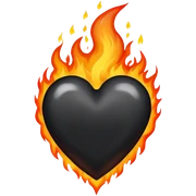 Black heart on fire sticker
