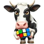 A cow playing rubik’s cube sticker