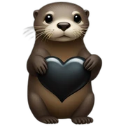 Otter making a black heart sticker