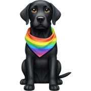 Black labrador with rainbow bandana sticker