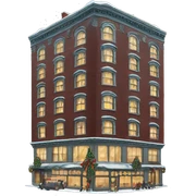New York Christmas building sticker