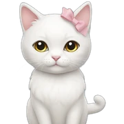 White cat with bow sticker