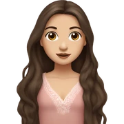 pale pretty brunette girl with really really long dark brown straight little bit wavy hair with brown eyes and wearing a brown boho top wearing eyeliner and wearing a pink lily flower in her hair sticker