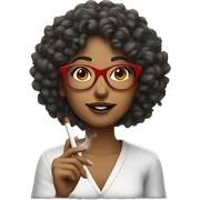 Girl with curly hair and red glasses smoking sticker