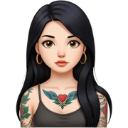 Tattoo girl with long black hair sticker