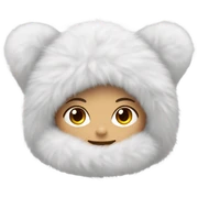 Girl in white big fluffy fur ear covers sticker