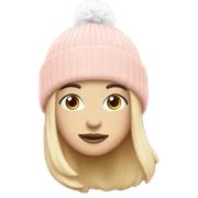 a light pink beanie with white pompom by itself sticker