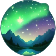 starry night over mountain reflection sticker