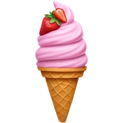 pink ice cream gelato cone with strawberry sticker