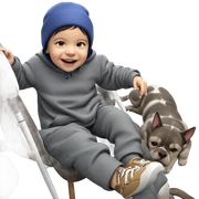 girl with dog in hat sticker