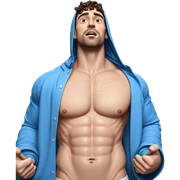 muscular male in bathroom portrait sticker