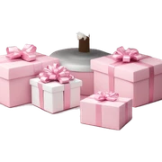 Light pink Christmas gifts under a white Christmas tree  sticker