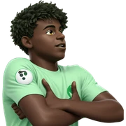 dark skinned boy in green sticker