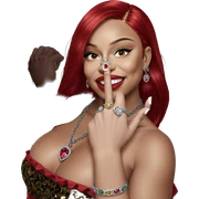 red haired girl with jewelry sticker