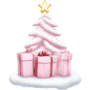 Light pink Christmas gifts under a white Christmas tree  sticker