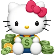 Hello kitty with money sticker