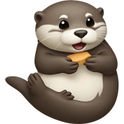 Otter eating sticker
