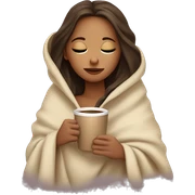girl inside a blanket sipping coffee eyes closed sticker
