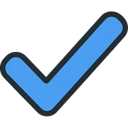 blue tick mark, minimal and clear, color icon style sticker