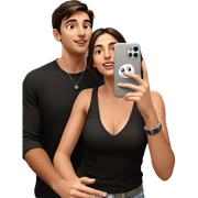 girl and boy selfie moment sticker