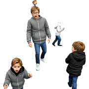 four boys having fun sticker