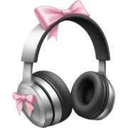 silver headphones with light pink bows sticker