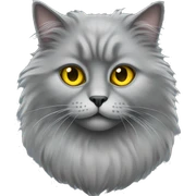 Grey fluffy cat with yellow eyes  sticker