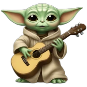 baby yoda playing guitar sticker