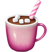 Glittery Pink mug of hot chocolate with marshmallows  sticker