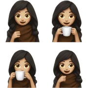 girl with dark hair drinking coffee in a blanket sticker
