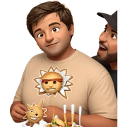 boys enjoying food together sticker