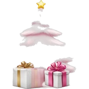Light pink Christmas gifts under a white Christmas tree  sticker