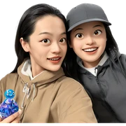 smiling girl with boy sticker