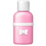 Pink and white skincare bottle with a small pink and cream colored bow as the logo sticker