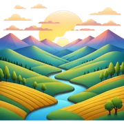 valley at sunset simple emoji sticker