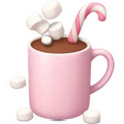 Light Pink mug of hot chocolate with marshmallows  sticker