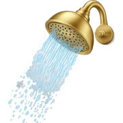 Shower Head in Gold with Water coming out sticker
