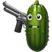 Pickle with gun sticker