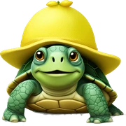 Turtle wearing a lemon hat sticker