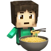 Personnage Minecraft qui mange des ramen sticker
