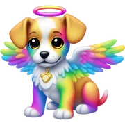 Lisa frank rainbow puppy with angel wings sticker