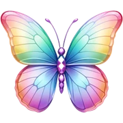 Pastel rainbow-gradient iridescent crystal butterfly sticker