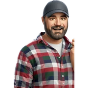 smiling boy in plaid shirt sticker