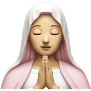 White and light pink Mother Mary  statue with hands together eyes closed sticker