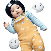 child with black hair lying sticker